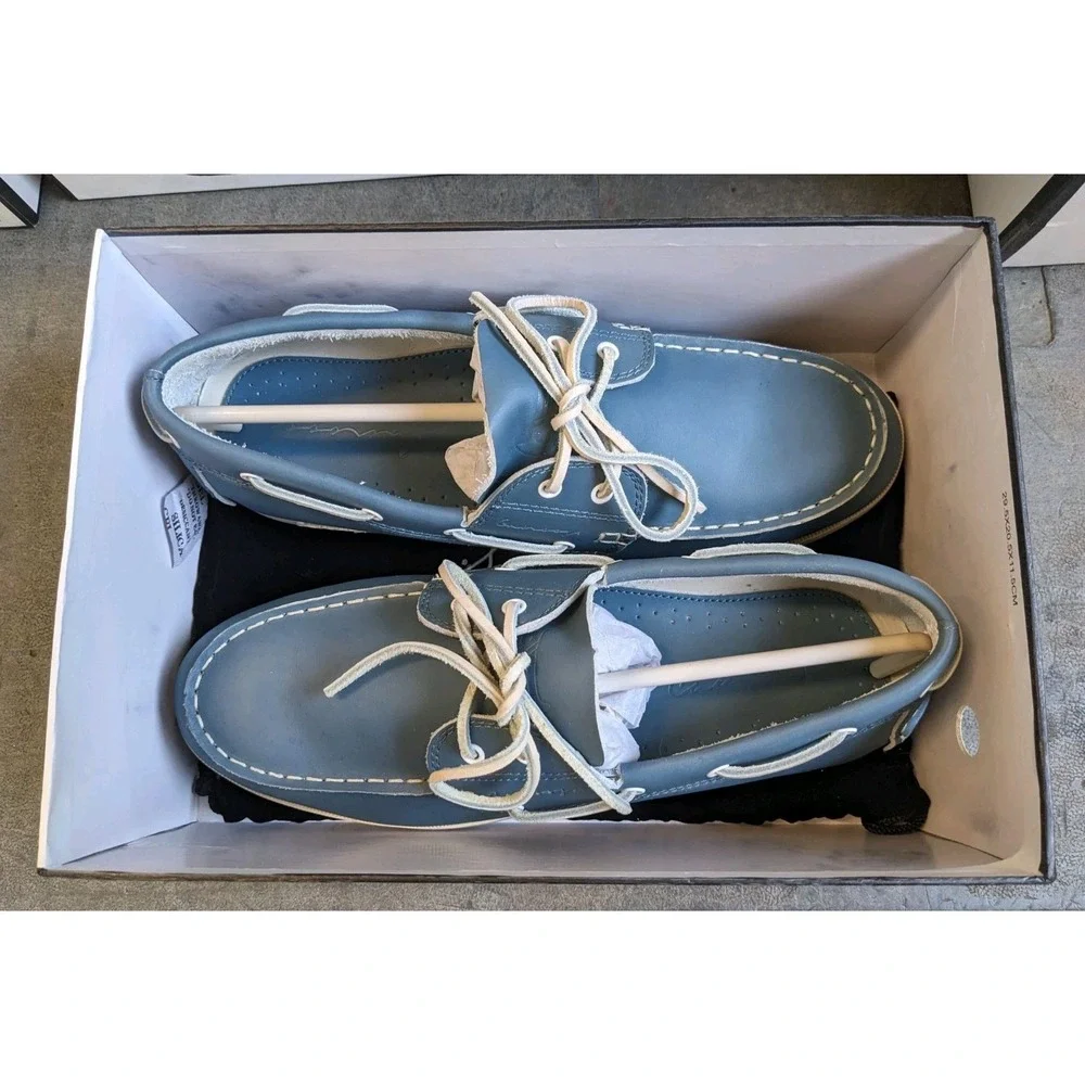 New Canoos Golf Shoes Women's 11 Steele Blue Leather 2.0 Boat Shoe Loafer